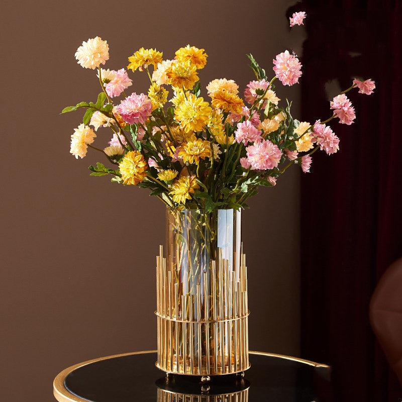 Metal Vase Decoration Flower Arrangement Wine Cabinet Porch Cabinet Dining Table Glass Flower - Pacisia