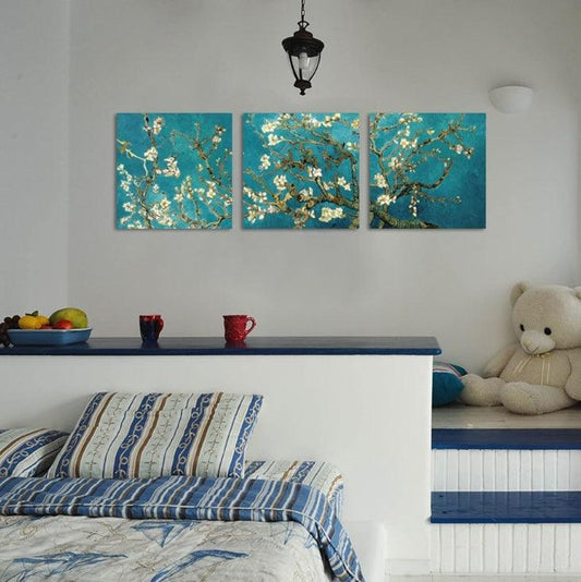 Blossoming Branches Canvas Oil Painting - Modern Triptych Wall Art Decor - Pacisia
