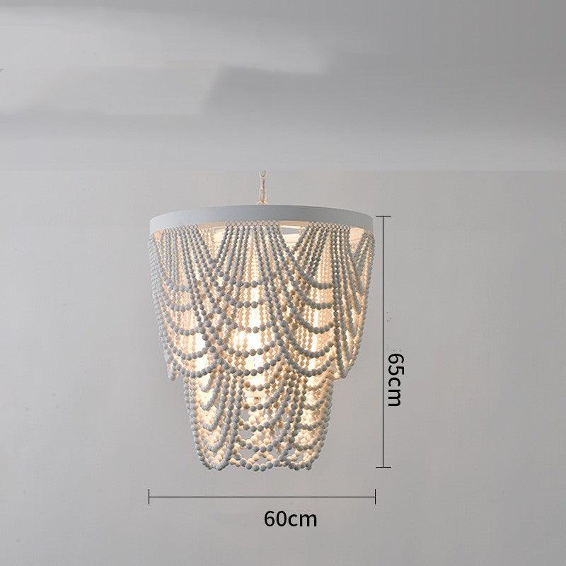 Bohemian Style Wooden Bead Chandelier In Living Room - Pacisia