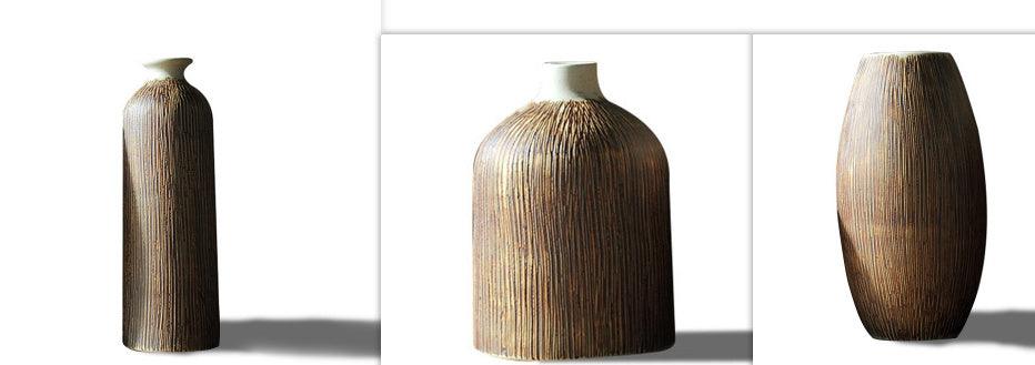 Creative Chinese Style Vase Three-piece Set Simple And Fashionable Wood Grain - Pacisia