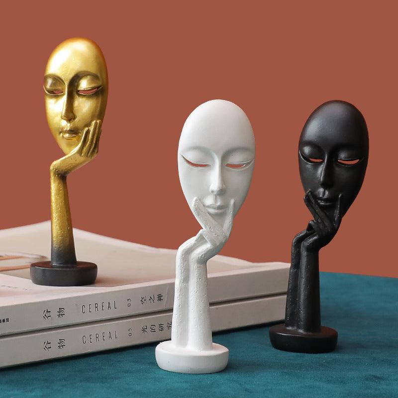 Nordic Abstract Art Thinker Thinking Lady Mask Figurine Resin Statue Office TV Cabinet Home Decoration Crafts - Pacisia