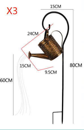 Enchanted Watering Can Outdoor Solar Watering Can Ornament Lamp Garden Art Light Decoration Hollow-out Iron Shower LED Lights - Pacisia