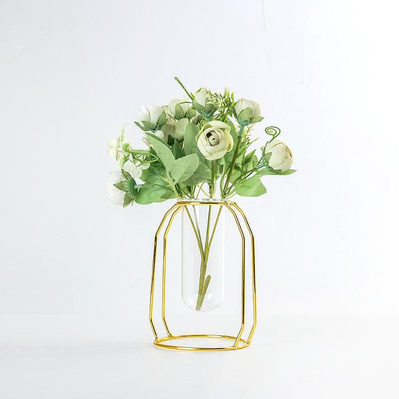 Glass Hydroponic Wire Metal Geometric Wrought Iron Vase - Pacisia