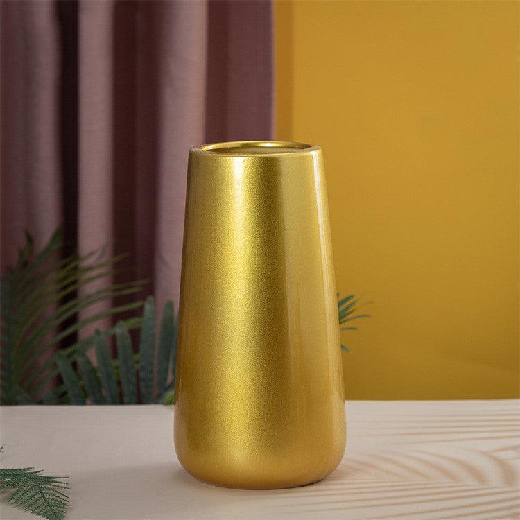 Golden Ceramic Vase Simple European Style Countertop Vase Decoration - Pacisia