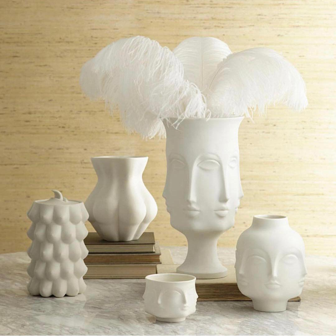 Nordic Ceramic Muse Face Lips Faceted Butt Nordic Style Vase - Pacisia