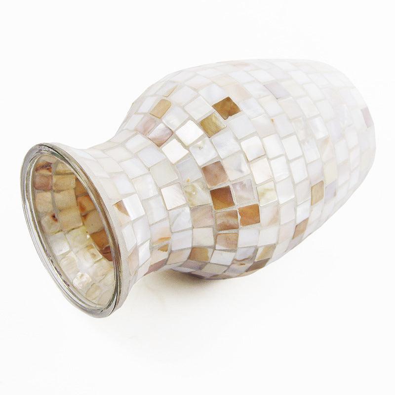 Nordic Pure Handmade White Shell Mosaic Glass Vase - Pacisia