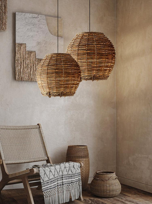 Rattan Chandelier At The Bedside Of Wabi Sabi B&B Study Room - Pacisia