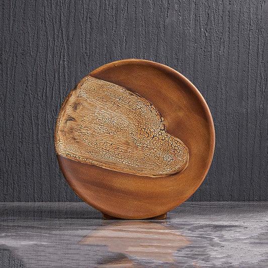 Wood Grain Ceramic Living Room Flat Vase Flower Arrangement Decoration - Pacisia