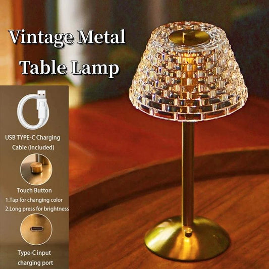 Nordic Crystal Table Lamp Touch Dimming Desk Lamp USB Rechargeable Night Light Coffee Bar Hotel Bedroom Decor Atmosphere Light - Pacisia