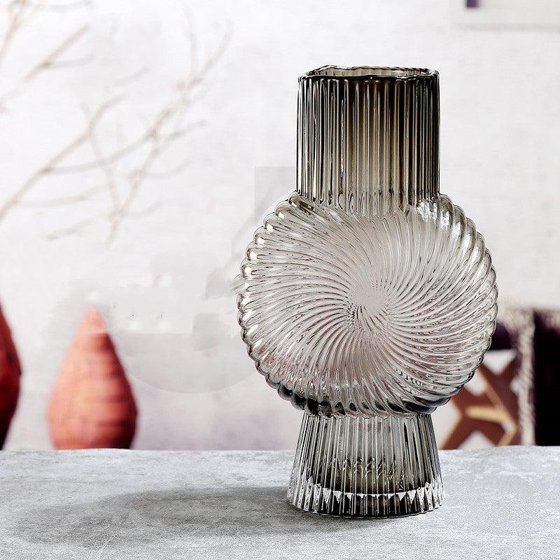 White Flower Vase Aesthetic Transparant Modern Luxury Terrarium Vase Glass Design Round Vaso Decorativo Table Decoration DL60HP - Pacisia