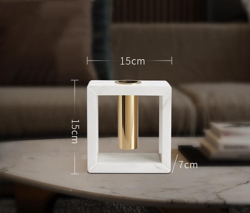 White Vase Simple Floral Living Room Flower Arrangement Decoration Light Luxury Marble - Pacisia