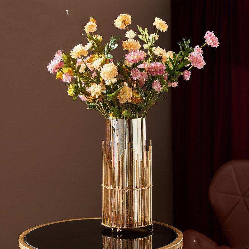 Metal Vase Decoration Flower Arrangement Wine Cabinet Porch Cabinet Dining Table Glass Flower - Pacisia