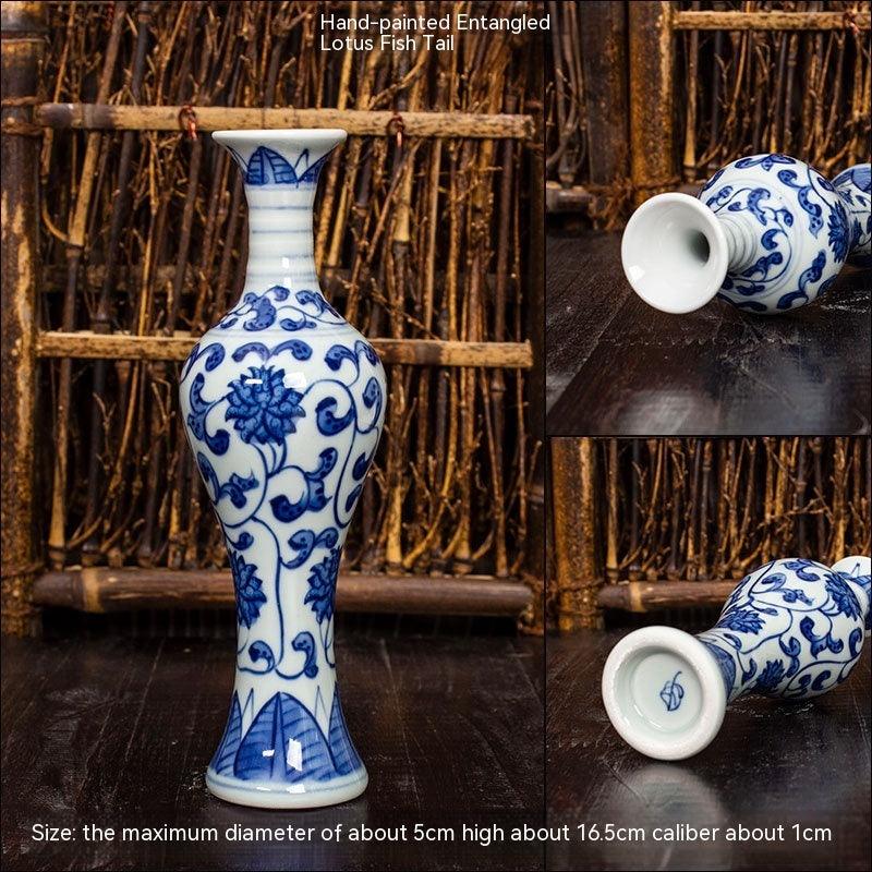 Jingdezhen Ceramic Small Vase Hydroponic Antique Shelf Ornament Hand-painted Blue And White Porcelain Bottle Souvenirs - Pacisia
