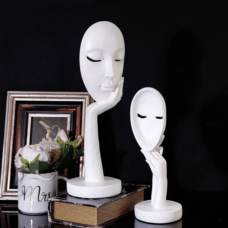 Nordic Abstract Art Thinker Thinking Lady Mask Figurine Resin Statue Office TV Cabinet Home Decoration Crafts - Pacisia