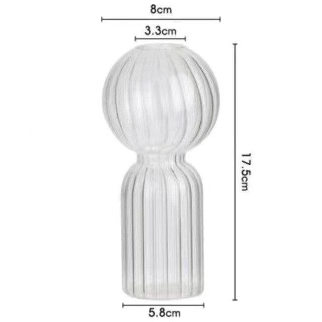 Ins Creative Glass Vase Striped Transparent Glass Vase Table Decorative Ornaments Hydroponic Flower Simple Vase - Pacisia