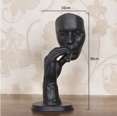 Retro Meditators Abstract Sculpture Man Smoking Cigar Creative Face Statue Character Resin Figurine Artwork Home Decorations - Pacisia