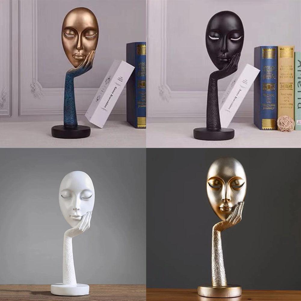 Nordic Abstract Art Thinker Thinking Lady Mask Figurine Resin Statue Office TV Cabinet Home Decoration Crafts - Pacisia
