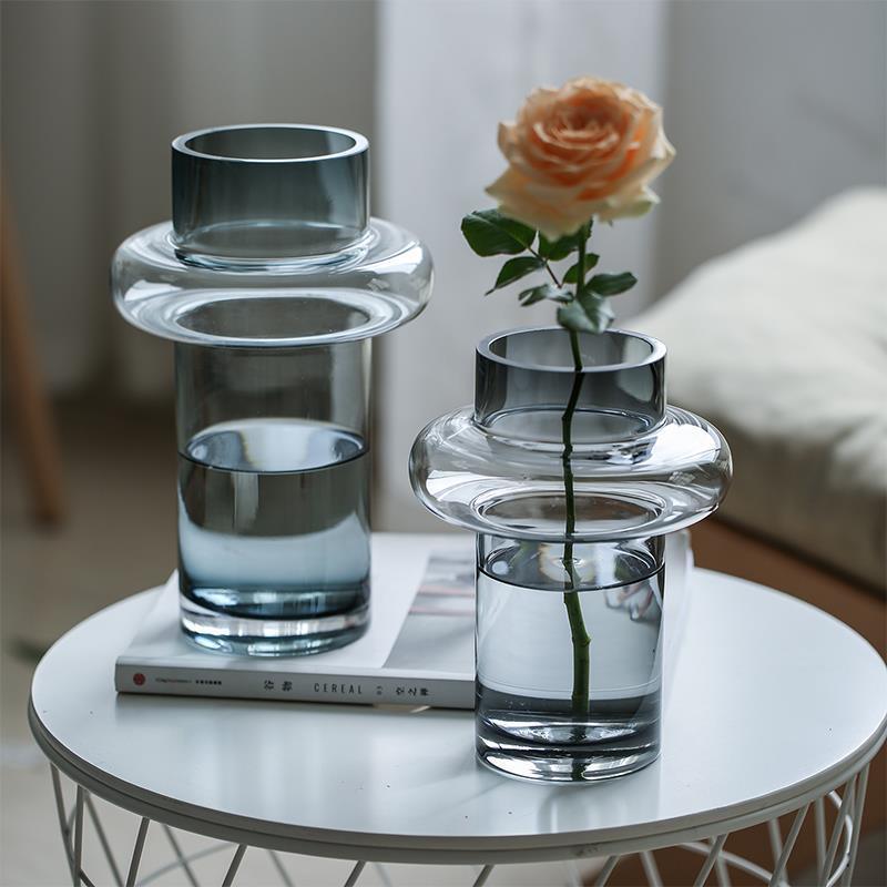 Small Glass Vase Flower Arrangement Water Cultivation Shooting Dining Table Indoor Living Room - Pacisia