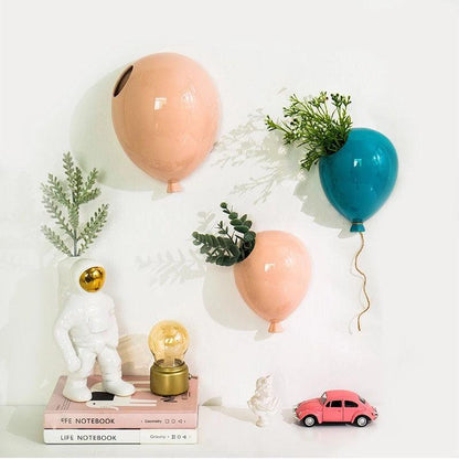 Nordic Creative American Ceramic Balloon Wall Hanging Flower Pot Room Wall Hanging Flower Vase Home Wall Decoration - Pacisia