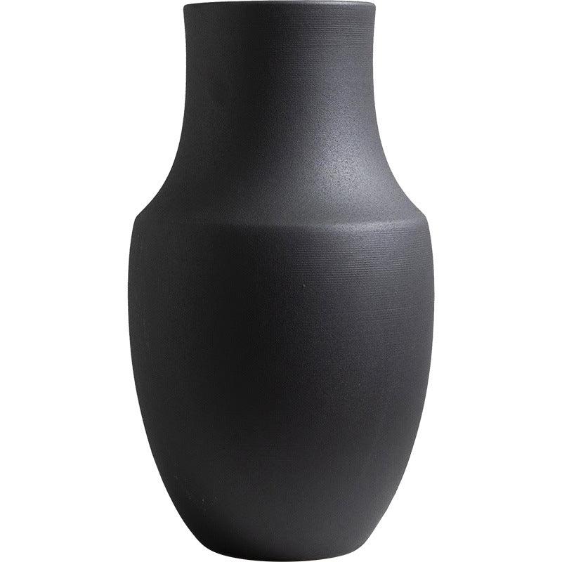 Matte Black Ceramic Flowerware Modern Minimalist Creative Home Model Room Villa Hotel Soft Decoration Decoration - Pacisia