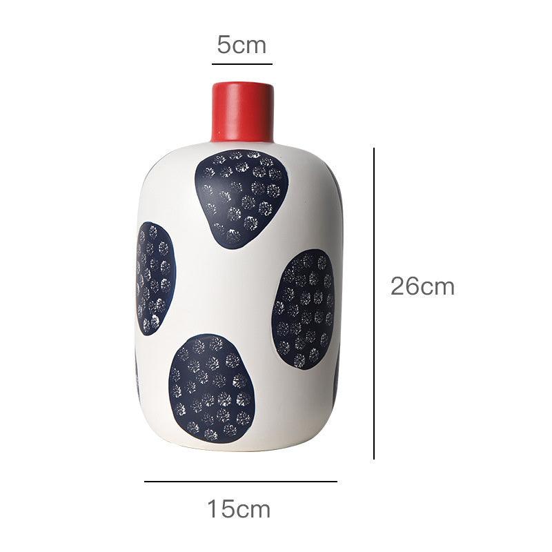 Japanese Style Creative Dried Flower Arrangement Blue Ceramic Small Mouth Vase Living Room Decoration Ornaments Leitler - Pacisia
