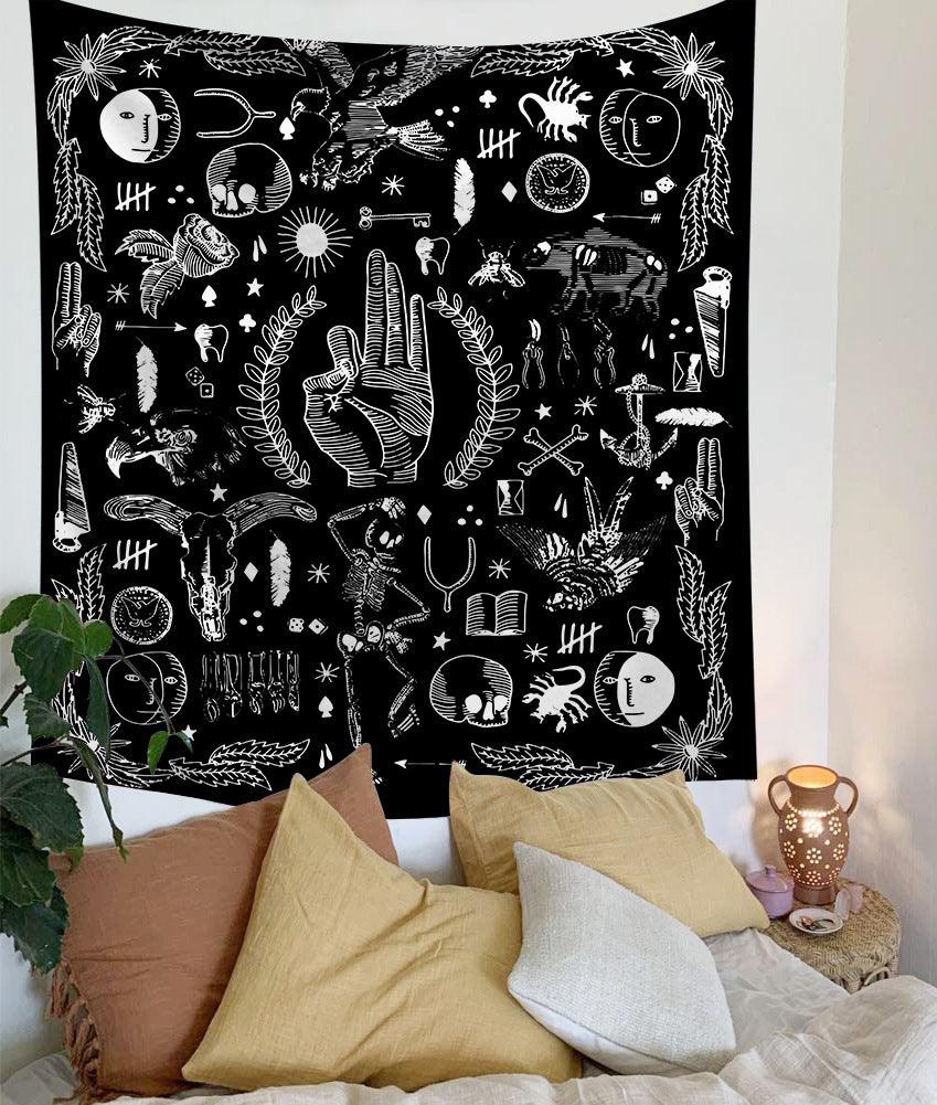 Mandala Tapestry for Home Decor White Black Sun And Moon Tapestry Wall Hanging Gossip Tapestries Bedroom Wall Covering - Pacisia