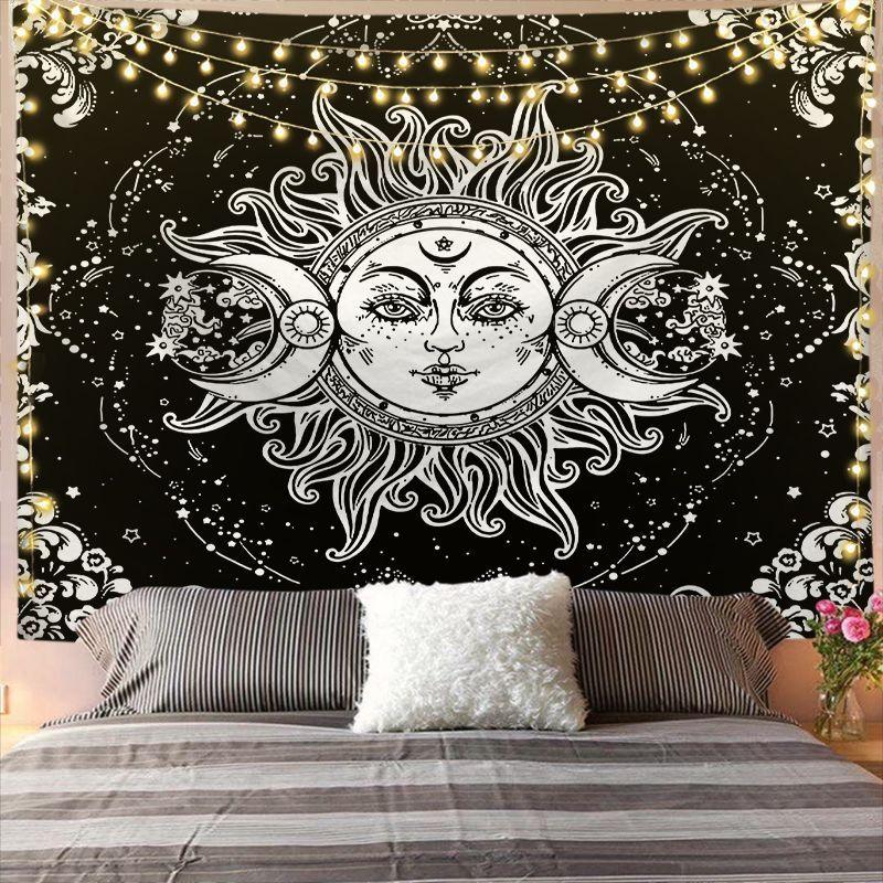 Mandala Tapestry for Home Decor White Black Sun And Moon Tapestry Wall Hanging Gossip Tapestries Bedroom Wall Covering - Pacisia
