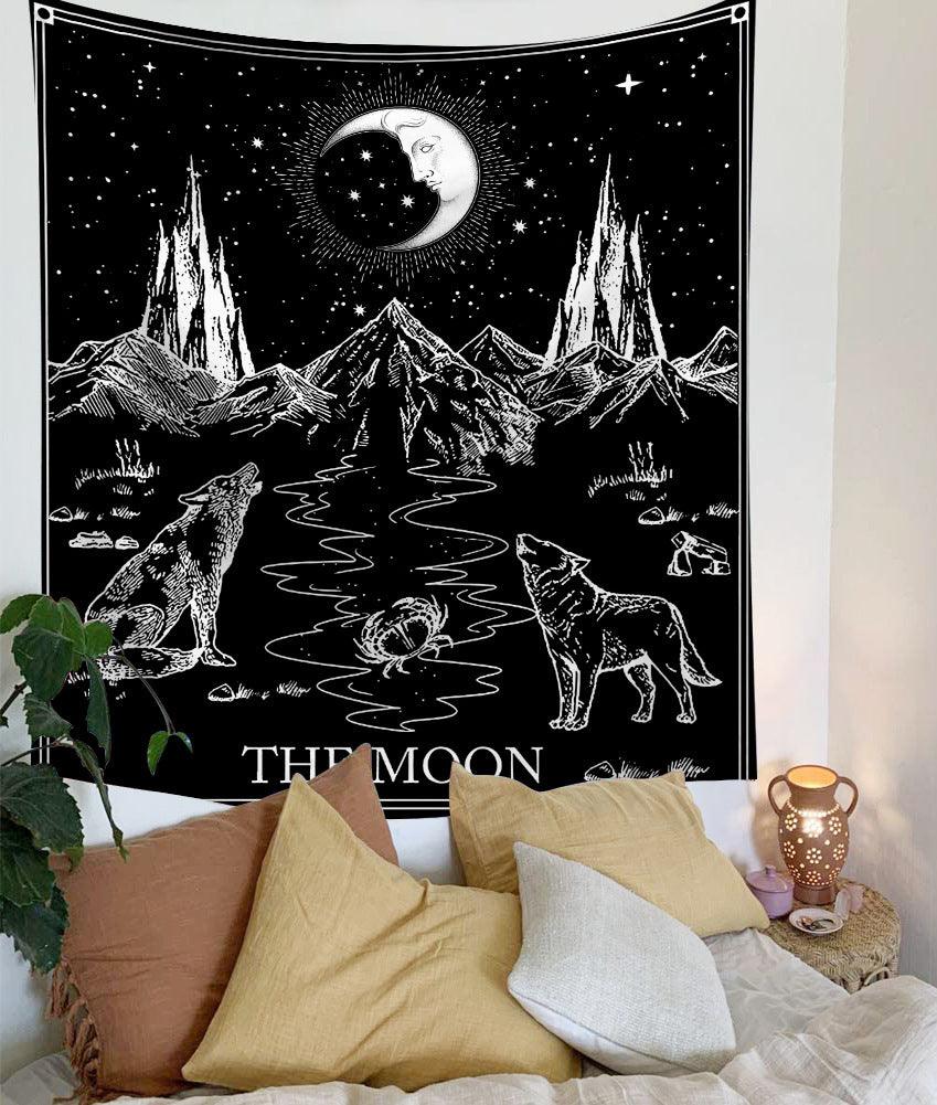 Mandala Tapestry for Home Decor White Black Sun And Moon Tapestry Wall Hanging Gossip Tapestries Bedroom Wall Covering - Pacisia