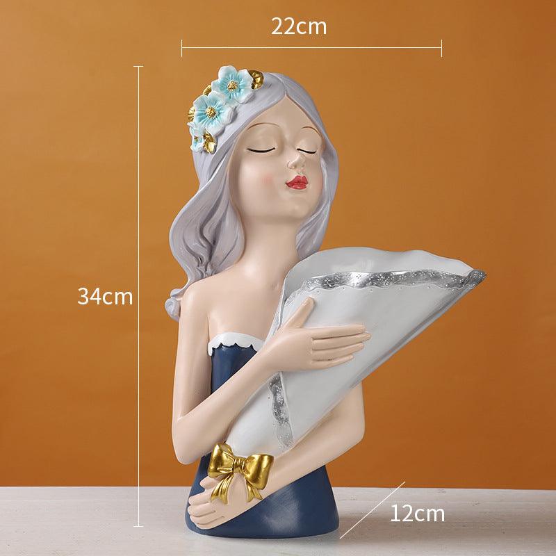 Creative Bouquet girl Decoration Living Room TV Cabinet Flower Arrangement Vase Soft Resin Crafts Girlfriend Birthday Gift - Pacisia
