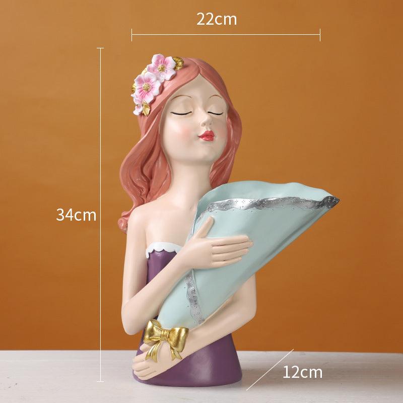 Creative Bouquet girl Decoration Living Room TV Cabinet Flower Arrangement Vase Soft Resin Crafts Girlfriend Birthday Gift - Pacisia