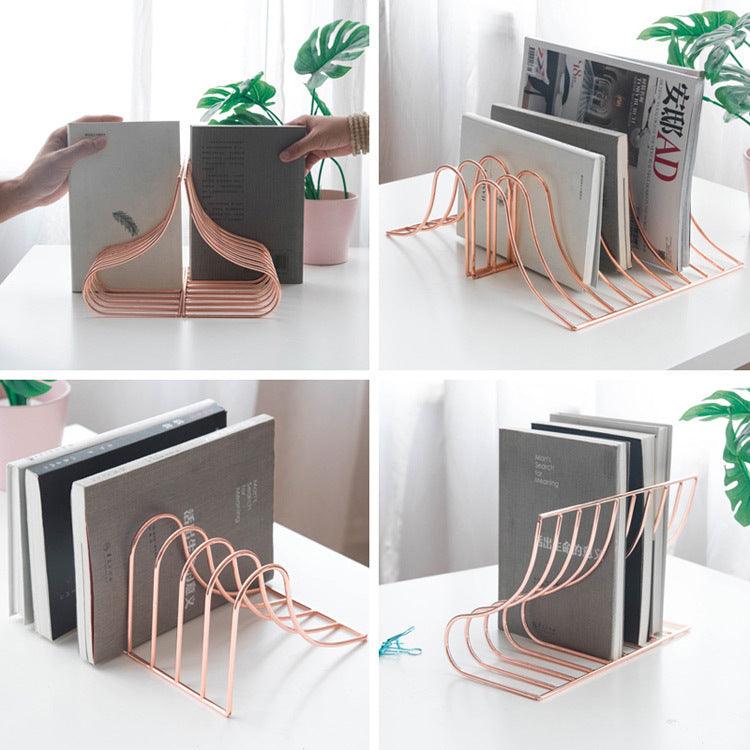10 Grid File Storage Shelf Book Stand Bookend Wrought Iron Organizer Holder for Home Office - Pacisia