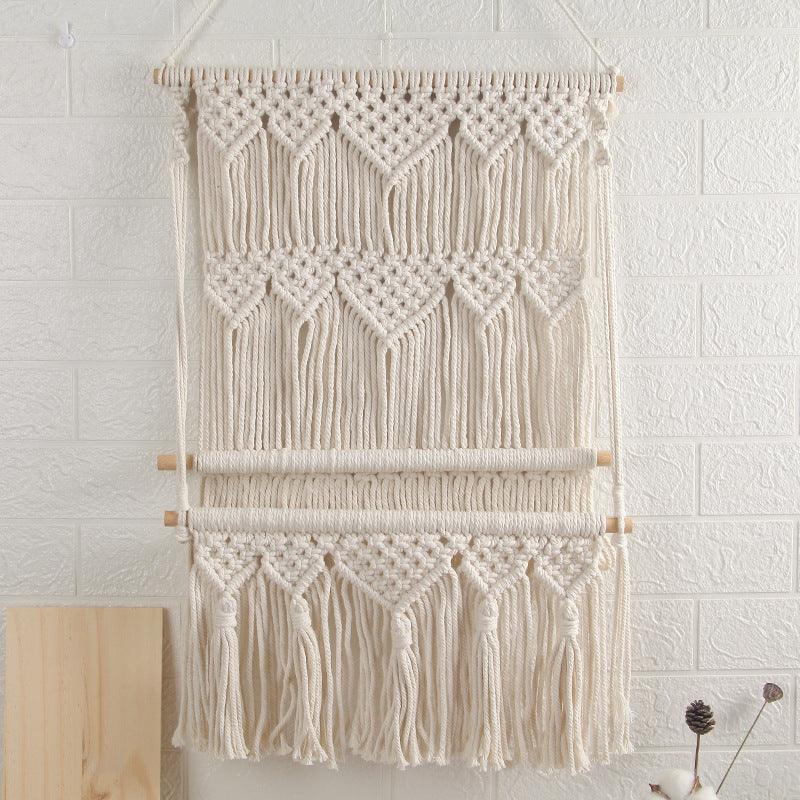 Hand-Woven Tapestry Shelf Living Room Bedroom Bedside Homestay Hotel Wall Storage Decoration - Pacisia