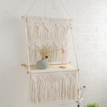 Hand-Woven Tapestry Shelf Living Room Bedroom Bedside Homestay Hotel Wall Storage Decoration - Pacisia