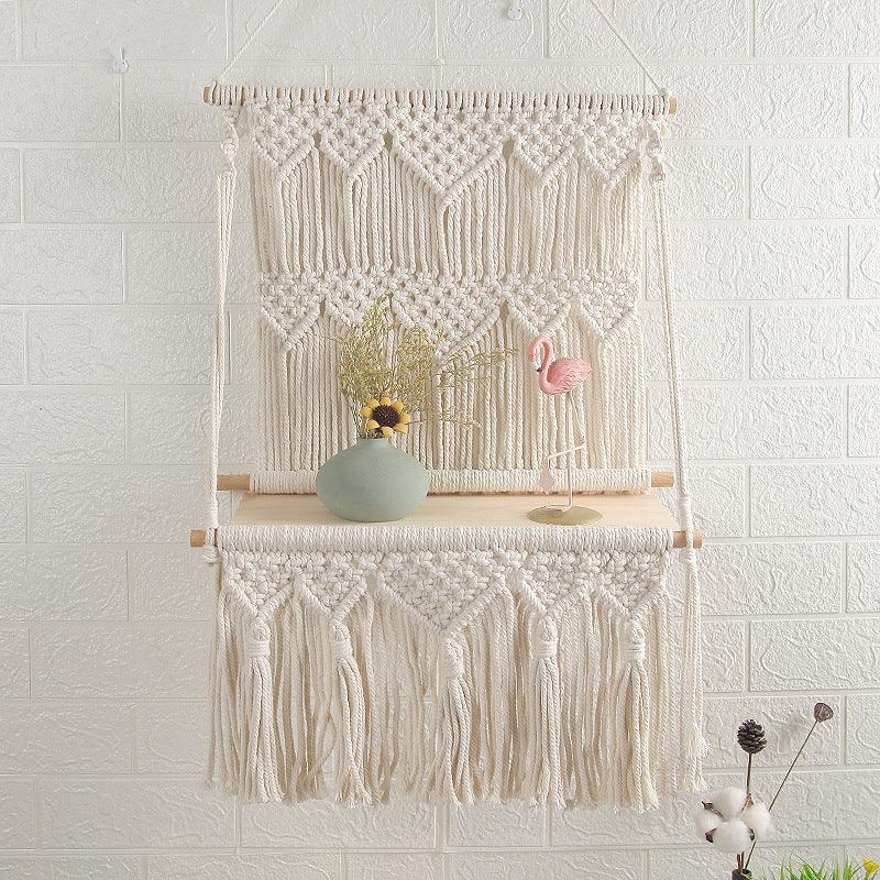 Hand-Woven Tapestry Shelf Living Room Bedroom Bedside Homestay Hotel Wall Storage Decoration - Pacisia