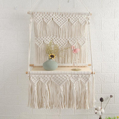 Hand-Woven Tapestry Shelf Living Room Bedroom Bedside Homestay Hotel Wall Storage Decoration - Pacisia