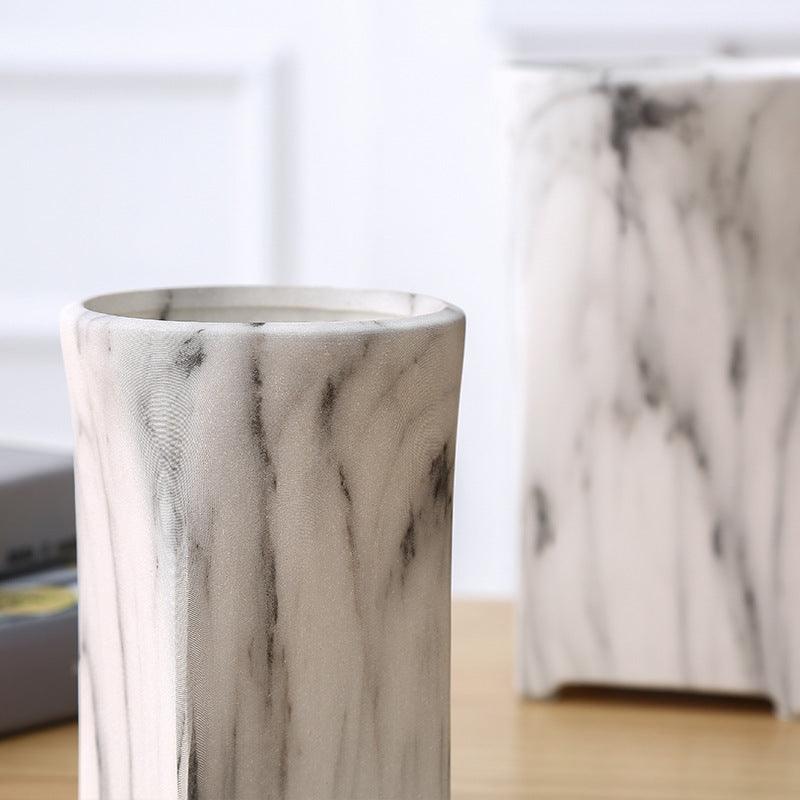 Modern Minimalist Marbled Ceramic Vase Dried Flower Flower Arrangement Living Room Decoration Creative Home Vase - Pacisia