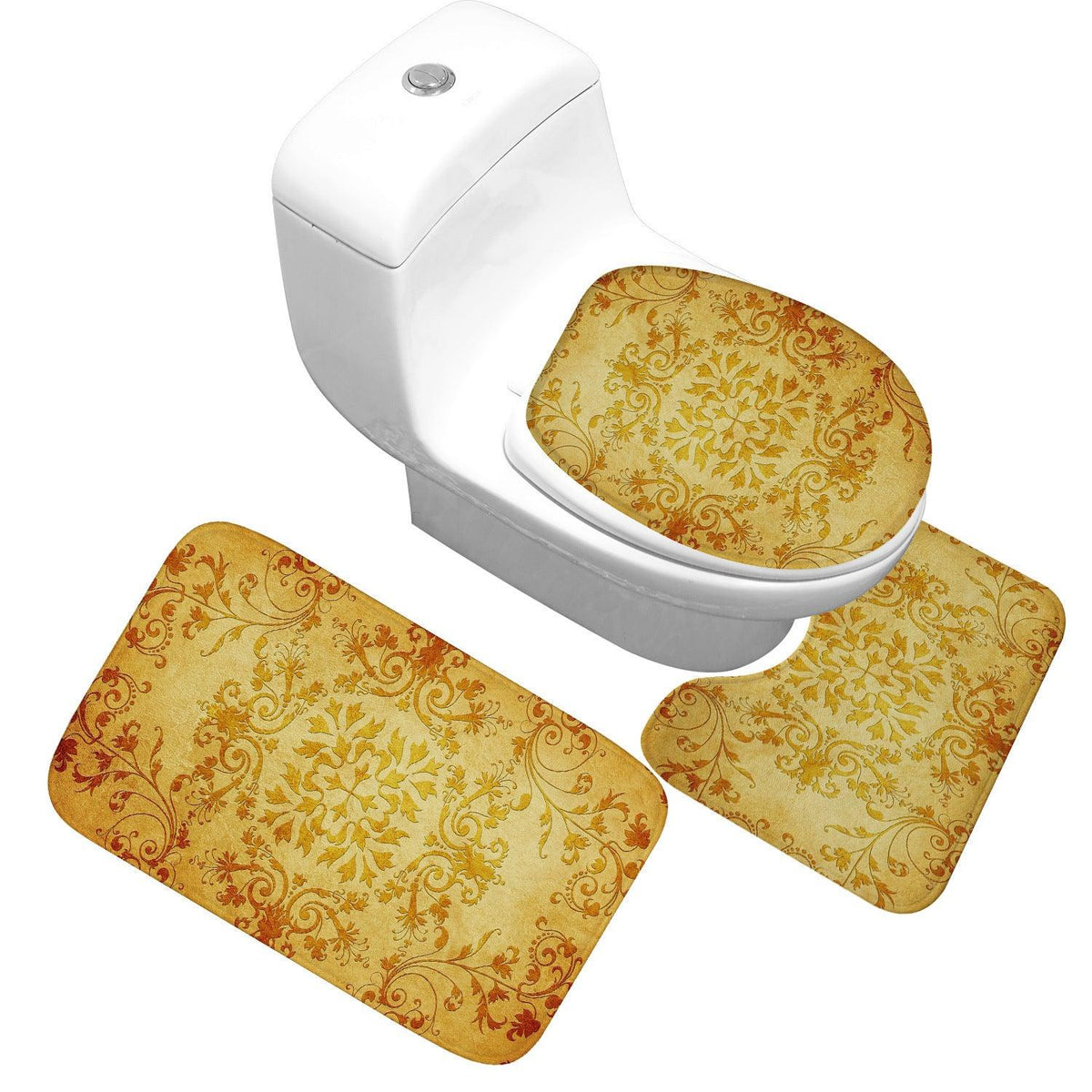 Receiving Bag Three-piece Toilet Bathroom Toilet Carpet Non-slip Absorbent Toilet Floor Mat Classic Pattern - Pacisia