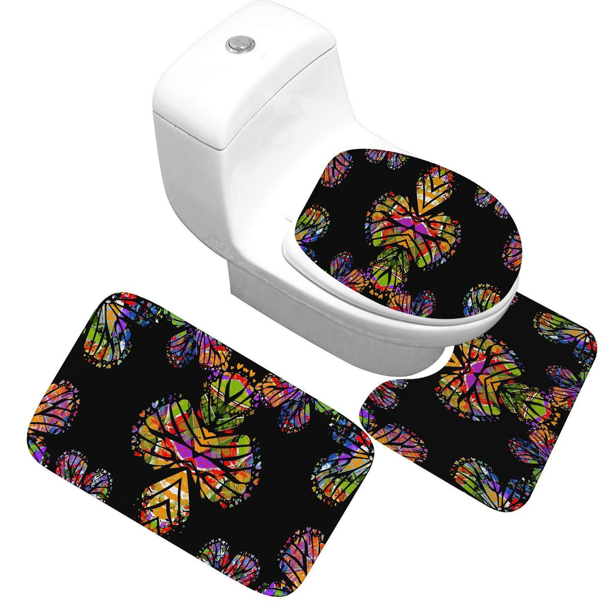 Receiving Bag Three-piece Toilet Bathroom Toilet Carpet Non-slip Absorbent Toilet Floor Mat Classic Pattern - Pacisia