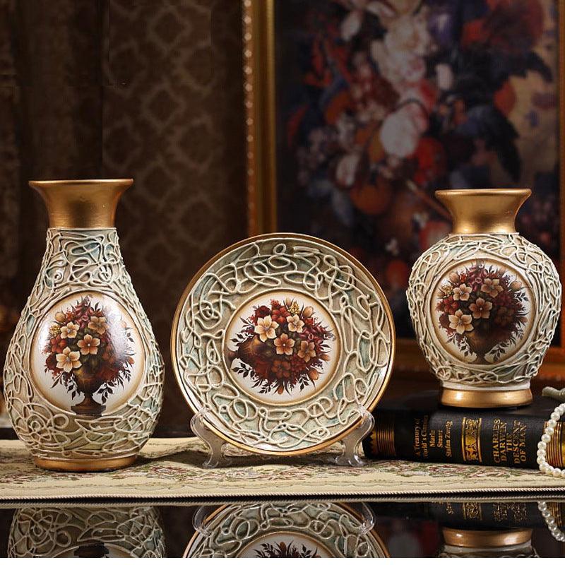 Creative Wedding Gift Home Furnishings Retro Ceramic Vase Living Room Three-Piece Wine Cabinet Decoration Ornaments - Pacisia