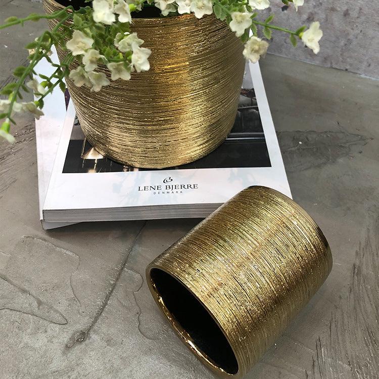 Nordic Sample Tube Ceramic Ceramic Flower Pot Light Luxury Ceramic Brushed Decoration Room Straight Color Vase - Pacisia