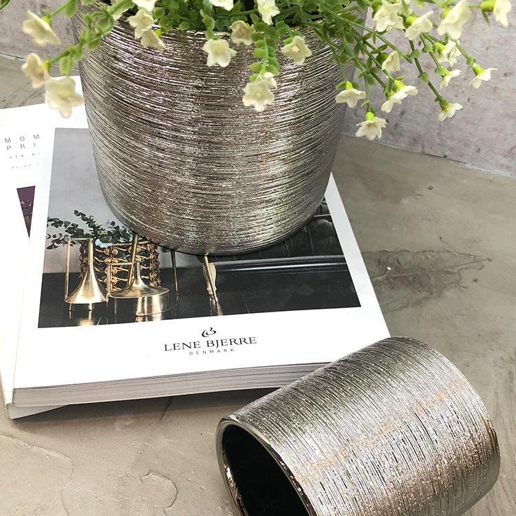 Nordic Sample Tube Ceramic Ceramic Flower Pot Light Luxury Ceramic Brushed Decoration Room Straight Color Vase - Pacisia