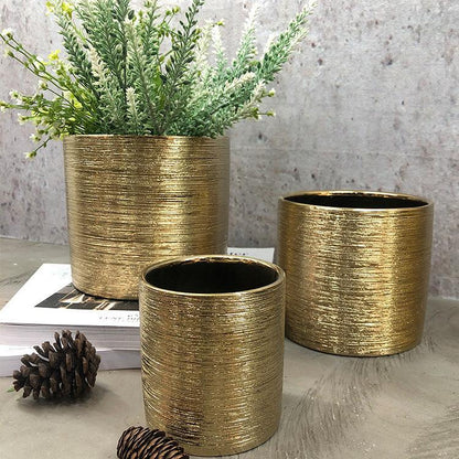 Nordic Sample Tube Ceramic Ceramic Flower Pot Light Luxury Ceramic Brushed Decoration Room Straight Color Vase - Pacisia