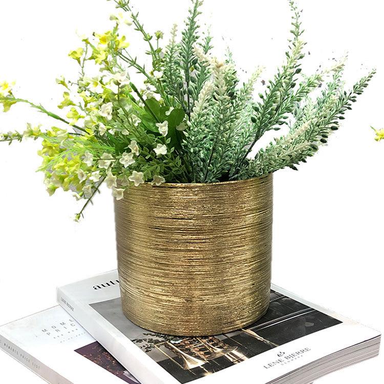 Nordic Sample Tube Ceramic Ceramic Flower Pot Light Luxury Ceramic Brushed Decoration Room Straight Color Vase - Pacisia