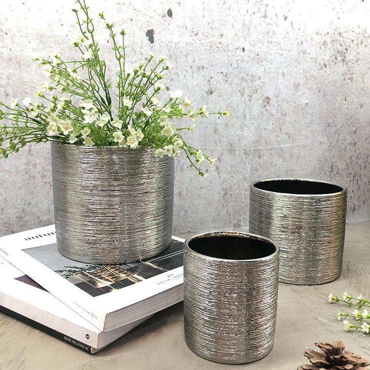 Nordic Sample Tube Ceramic Ceramic Flower Pot Light Luxury Ceramic Brushed Decoration Room Straight Color Vase - Pacisia