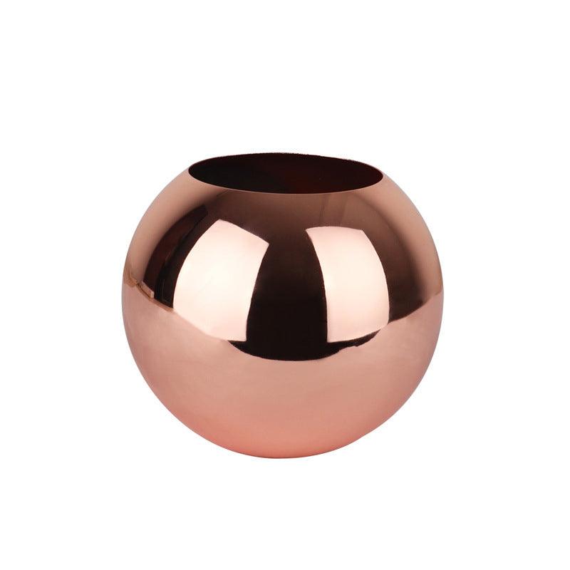 Stainless Steel Vase Metal Golden Spherical Vase Flower Arrangement Table Decoration Decoration - Pacisia