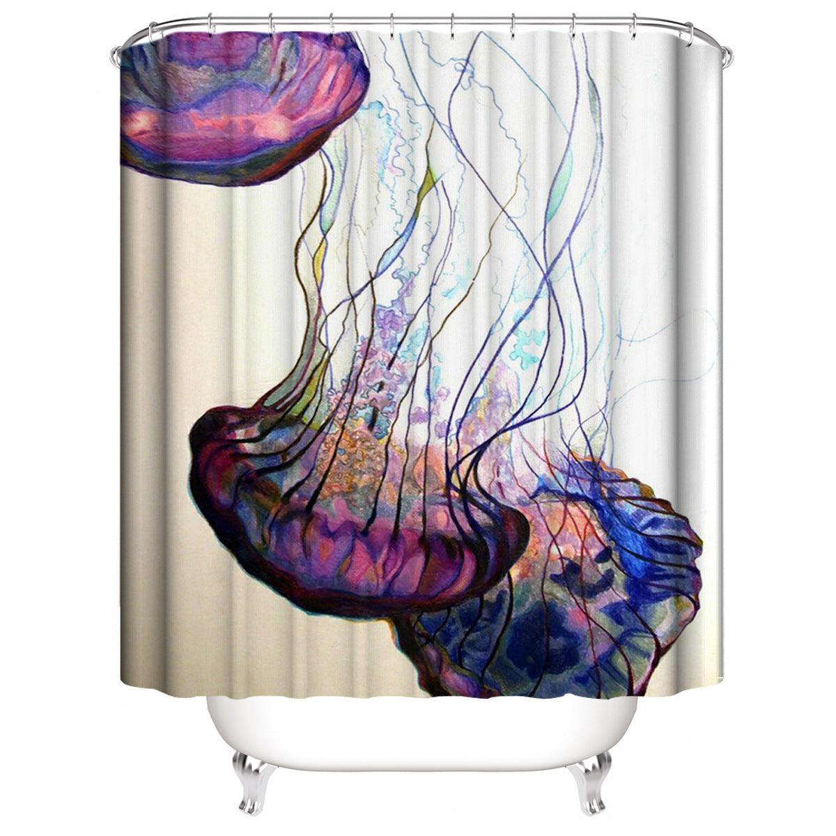 Manufacturers Sell Underwater World Series Waterproof Shower Cloth Digital Printing Bathroom Shower Curtain Four Sets Wholesale - Pacisia