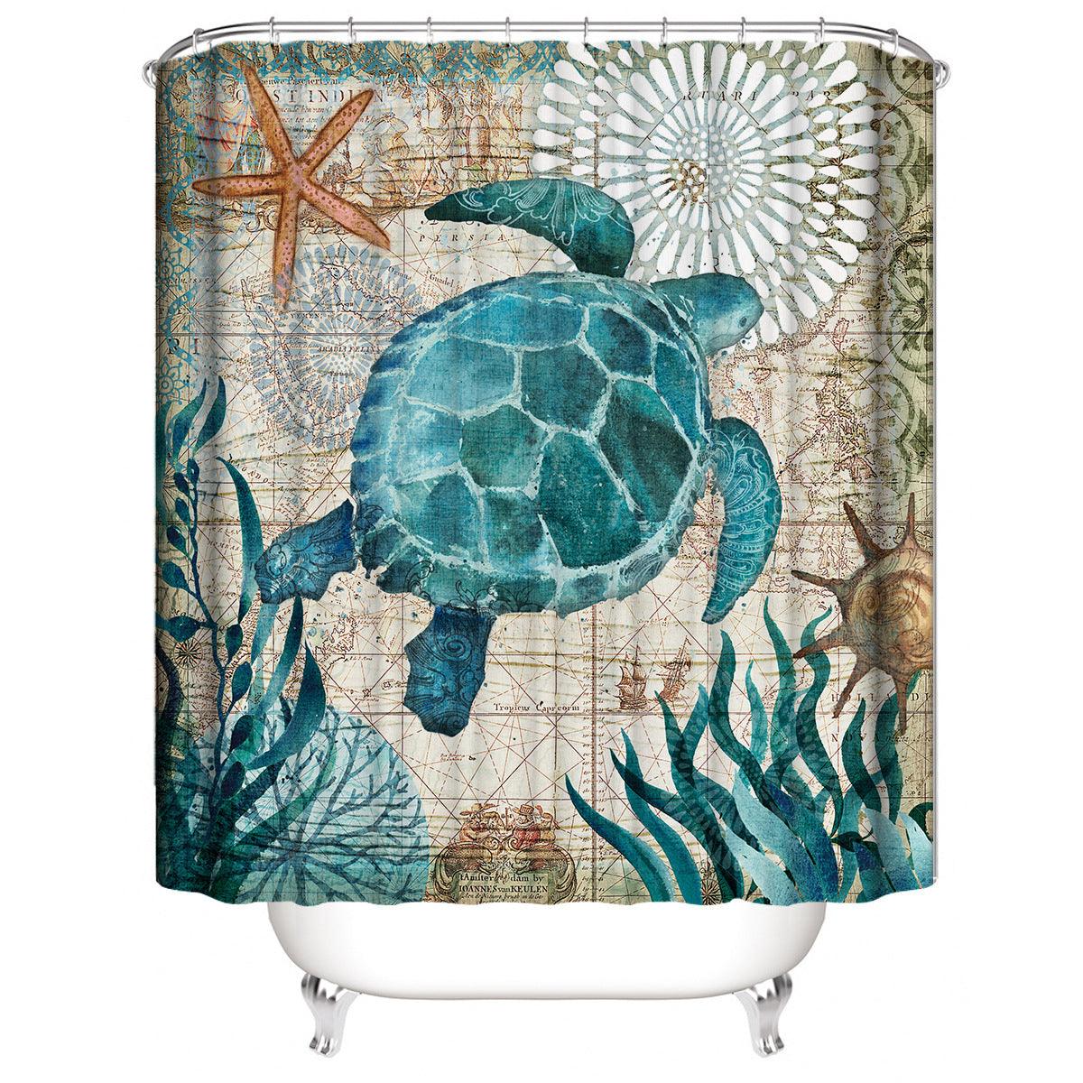 Manufacturers Sell Underwater World Series Waterproof Shower Cloth Digital Printing Bathroom Shower Curtain Four Sets Wholesale - Pacisia