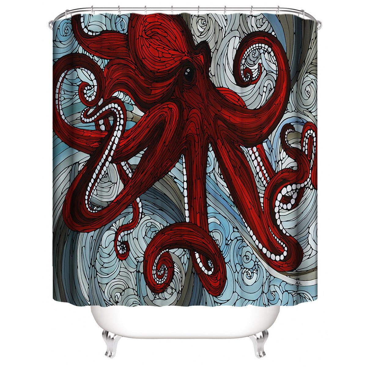 Manufacturers Sell Underwater World Series Waterproof Shower Cloth Digital Printing Bathroom Shower Curtain Four Sets Wholesale - Pacisia