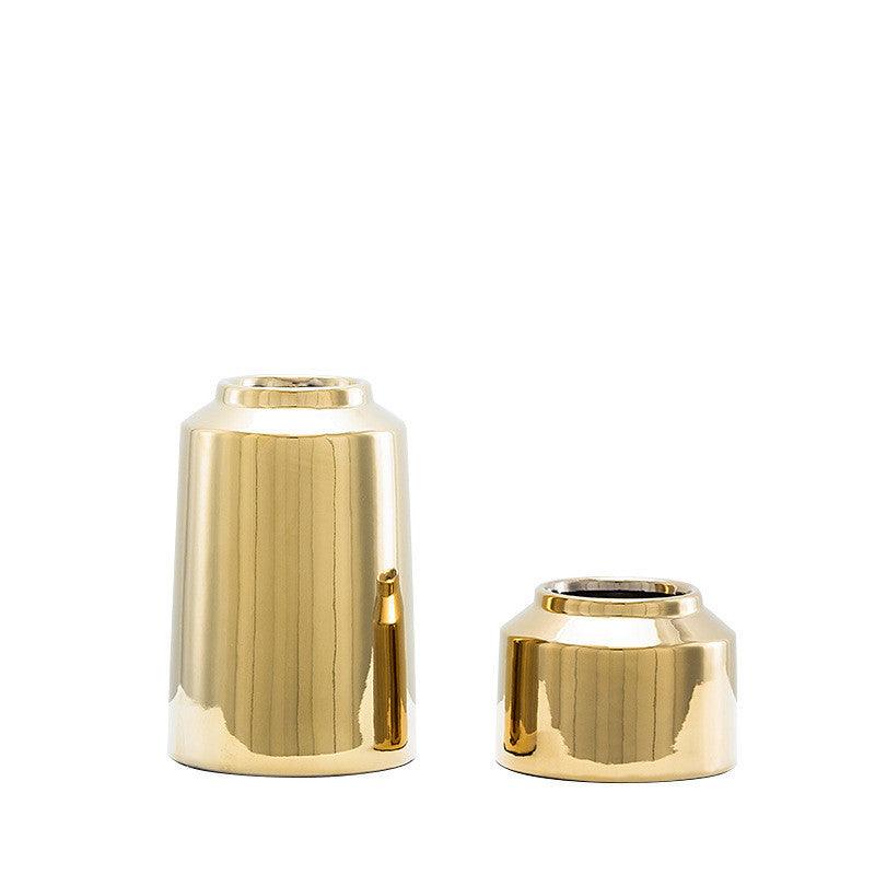Brass Golden Ceramic Vase Nordic Home Living Room Decoration Dried Flowers Pen Holder Floral - Pacisia