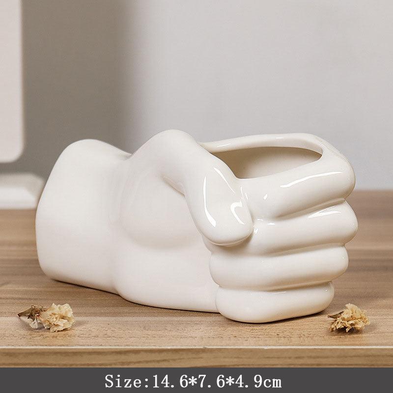 Nordic Ceramic Vase Crafts Creative Gesture Vase Living Room Simple Flower Arrangement Cat's Paw Vase - Pacisia